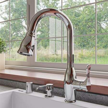 KD VESTIDOR Traditional Gooseneck Pull Down Kitchen Faucet, Polished Chrome KD2751346